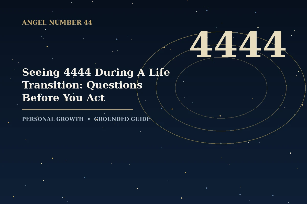 Illustrated guide to angel number 4444 meaning during a life transition