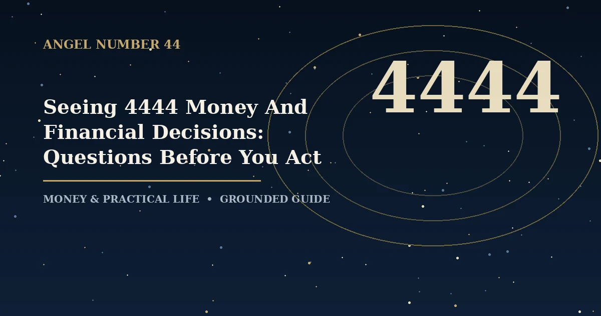 Seeing 4444 Money And Financial Decisions: Questions Before You Act