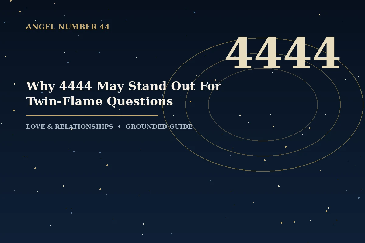 Illustrated guide to angel number 4444 meaning for twin-flame questions